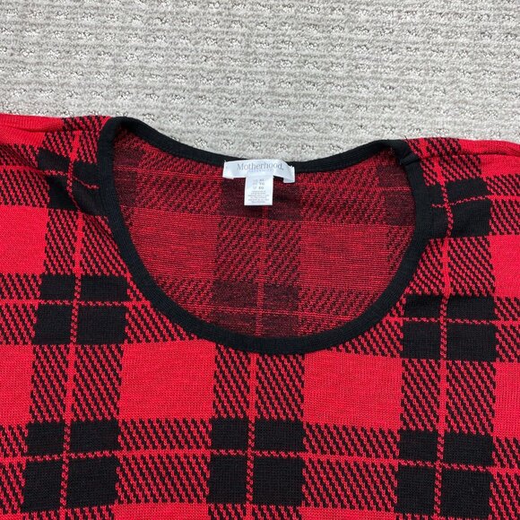 Motherhood Maternity Knit Shirt Women Size Extra Large XL Red Black Plaid - Picture 3 of 7